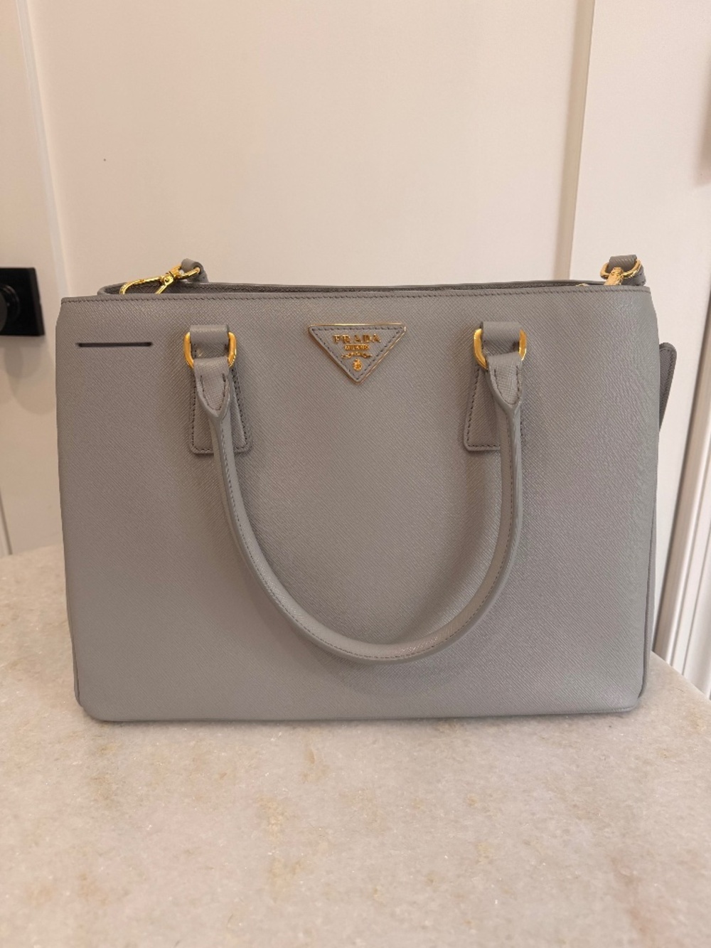 Prada Medium Gardener’s Tote Gray Saffiano Leather
